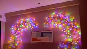 1PC 96LEDs Solar Willow Vine LightsDIY Outdoor Waterproof String LightsWall Lamps For GardenPorchShopTerracePathway Decor