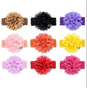 9pcs/Set Baby Girls 5.5 Big Flower Floral Chiffon Headbands Lovely Headwrap Knitted Hairband for Newborns Hair Accessories