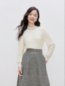 Koradior | Elegant Pearl Beading Long Sleeve Mandarin Collar Shirt