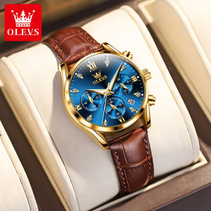 OLEVS 5523 Original Brand Womens Watches Fashion Waterproof Leather Strap Quartz Watch for Lady Chronograph Luminous Wristwatch