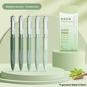 5Pcs Rainbow Minimalist Press Type Quick Drying Carbon Gel Pens Set For StudentsNurseBible Journal Supplies Office Accessories