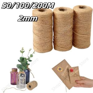 50/100/200m Vintage Jute Rope Twine Roll Sewing Christmas Crafts Jute Cord Thread Wedding Handmade DIY Party Ribbon Decoration
