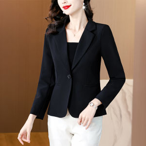 MAIMEI | Áo khoác nữ ngắn vai đen thời trang xuân thu phong cách châu Âu giảm béo tuổi tác áo vest thường mặc hàng ngày