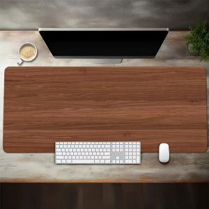 แผ่นรองเมาส์ แผ่นรองเมาส์ แผ่นรองเมาส์แบบขยายลายไม้ แผ่นรองโต๊ะคอมพิวเตอร์ขนาดใหญ่ แผ่นรองโต๊ะพร้อมฐานกันลื่นและขอบเย็บ