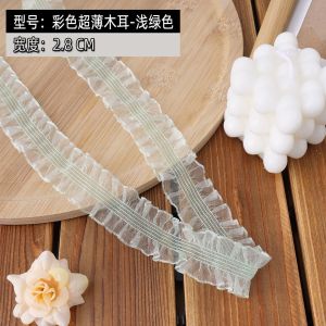 Vải Trang Trí Ren Đàn Hồi DIY 5m 3cm Rộng Hai Mặt Thẳng Đen Trắng Cho Váy