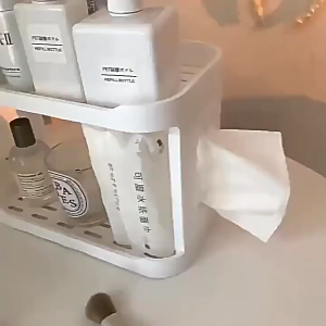 ชั้นวางของพลาสติก โดนน้ำได้ ชั้นวางของบนโต๊ะเครื่องเขียน โต๊ะทำงาน ชั้นวางของ 2 ชั้น ชั้นเก็บของ แบบมินิมอล ในห้องครัว ห้องน้ำ ใส่ทิชชู่ได้