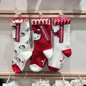 Tất Trẻ Em Hình Thỏ Mới Yikatu 7149 Cotton Tẩy Chải Dài Đến Bắp Chân Cho Bé Gái Mùa Thu Đông Màu Đỏ Hình Mèo Tai Gỗ