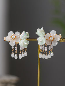 Elegant Neon Bellflower Tassel Hair Accessories for Girls Cute Princess Style Clip on Hair Decorations Traditional Chinese Style