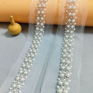 Phụ Kiện Trang Phục Thủ Công DIY Hanfu Phụ Kiện Trang Trí Cổ Tay Áo Thêu Hạt Hoa Ren Phong Cách Trung Hoa Cổ Điển