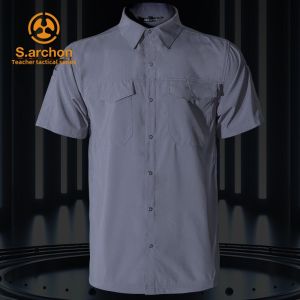 Quick Dry Ultra Thin Short Sleeve Tactical Shirt for Men Outdoor Camping Travel Lightweight Breathable Workwear with Multiple Pockets