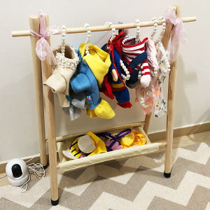 Pet Clothes Hanging Rack Solid Wood Vertical Clothes Pole Cat and Dog Floor Coat Rack Jarre Aero Bull Small Clothes Shelf Wardrobe
