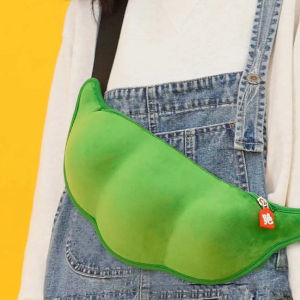 Cute Pea Creative Single Shoulder Bag for Women Soft Korean Style Velvet Bag Casual Leisure Pure Color Zipper Closure Crossbody Bag