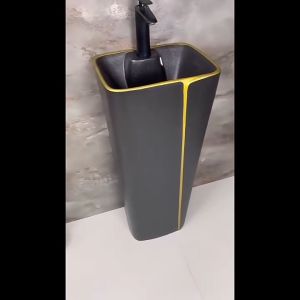 LAVABO TRỤ MÀU ĐEN SỌC VÀNG