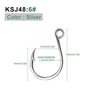 PROBEROS 20PCS Fishing Jigging Hook Carp Eye Worm Barbed Inline Hooks Saltwater High Carbon Steel Fishing Accessories