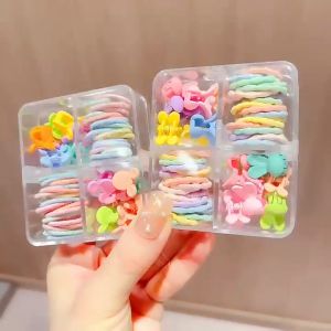 Set Ikat Rambut Jepitan Mix Pastel Aksesoris Rambut Anak Perempuan Kuncir Jepit Warna Warni Korean Style Karet Jepit Box Gift Set 4 Sekat Colorfull Karakter Lucu LOOKIS