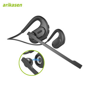 Open Ear Headphones with Mic Bluetooth Headset with AI Noise Cancellation Microphone Bluetooth 5.4 Air Conduction Headphones