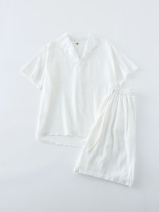 OUMULONG | Bộ Đồ Tay Ngắn Kiểu Dáng Old Money Thoáng Khí từ Vải Linen Tencel
