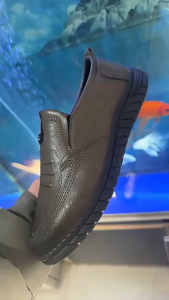 2026 Mens Leather Shoes Black Leather School Shoes Slip on Business Formal Shoes Men Dress Shoes