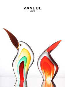 Luxurious Artistic Parrot Ornaments for New Home Decorations Living Room Tabletop Decor Handmade Glass Sculptures Modern Minimalist Style