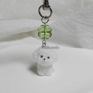 Korean Style Cute Cartoon Flocking Dog Keychain Pendant Car Keychain Ornament Gift by Influencer Bloggers Fashion Accessory