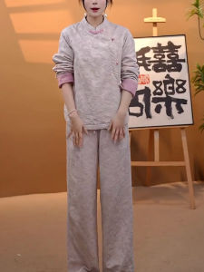 New Chinese Style Long Sleeve Cotton Jacket Womens Slimming Button Front Mommys Autumn Winter Fashionable Casual Wear