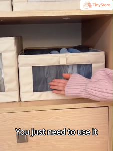 【TidyStore】READY STOCK Transparent visible cotton and linen storage box drawer-style clothing storage box fabric foldable storage box wardrobe organizer 收纳盒