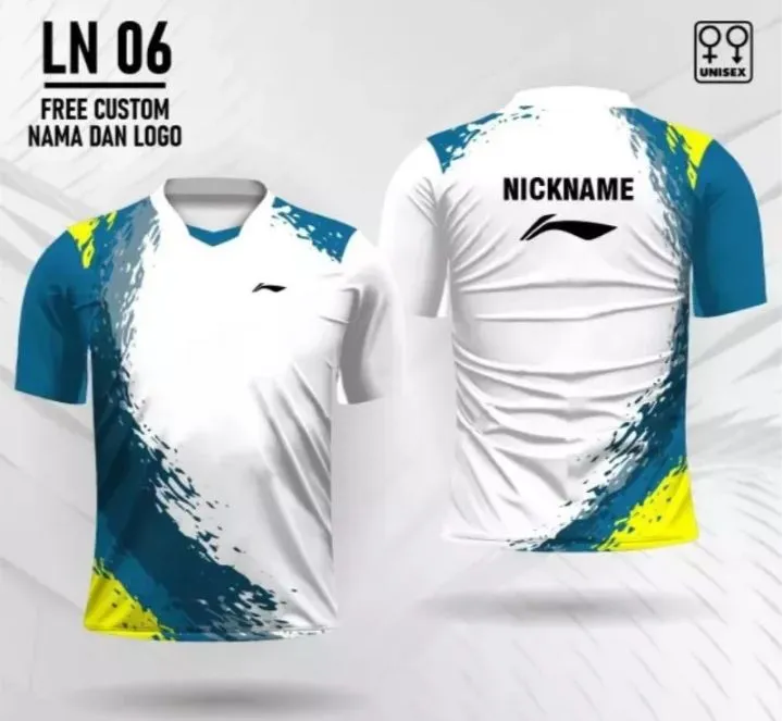 Jersey Badminton Lining Kaos Bulutangkis Full Print Custom Nama