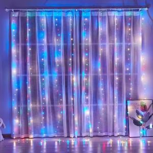 LED Curtain Lights USB Powered with Remote Control Holiday Christmas Decorations for Home Wedding Birthday Bedroom Party Lights