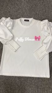 Blouse Knit Puff Mix Satin / Kemeja Lengan Balon / Blouse Korean Style / Blouse Viral 2024