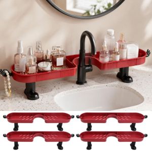Large Capacity No-Drill Bathroom Storage Rack Removable with Hook Faucet Sink Shelf Bathroom Accessories