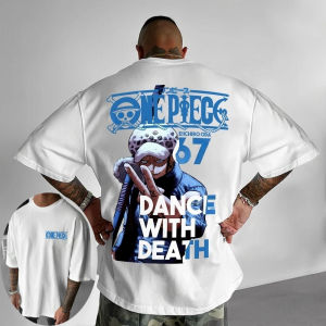 One Piece Summer Mens T-shirt Anime Trafalgar D. Water Law Autumn Boys Childrens Short-sleeved Punk Loose Parent-child Outfit