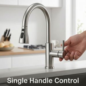 Pull Down Kitchen Sink Faucet Brushed Stainless Steel 3 Water Modes Stream Spray Sweep High Arc 360° Swivel Single Handle Kitchen Tap for Home Sink