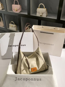 Jacoponnus Womens Denim Horn Bag Commuter Tote Moon Tooth Luxury Lightweight Winter Handbag Soft Shoulder Bag Zipper Closure