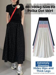 Large Size Dots Lightweight Summer Mid-Length A-Line Skirt