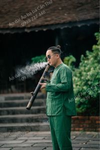 Bộ bà ba xanh lá vải cate - Có bộ bà ba Bigsize- may sỉ bà ba toàn quốc - May bộ bà ba theo yêu cầu