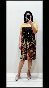 Baju Couple Kemeja Hem Kerja Dress Batik Nagita Gold