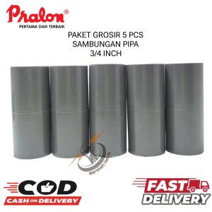 ( 5 PCS) PRALON SOCKET (AW)3/4"/SOKET 3/4 INCH/SOCK3/4" SAMBUNGAN PIPA PVC POLOS/SOK LURUS POLOS 3/4