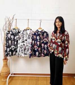 1181 doll kemeja long sleeves Grosir 61 bahan wolfis import tebal adem