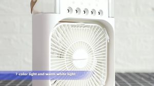 Portable 4 in 1 Air Cooling Fan Humidifier Purifier Spray Mist 3 Speed Wind Control with 7 Colors Ambient Light