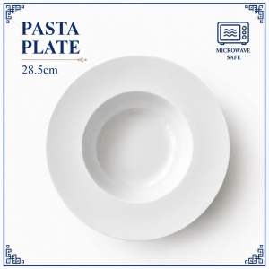 28.5cm White Ceramic Pasta Plate Deep Centre Plate Salad Plate Microwave Safe | Pinggan Pasta Seramik Putih 陶瓷意大利面盘沙拉碟