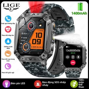 LIGE | Đồng Hồ Thông Minh LIGE Với Pin 1400mAh Màn Hình 2.01 Inch Theo Dõi Thể Dục Chống Nước Đèn Pin Ngoài Trời SOS Dành Cho Nam Tương Thích Android & iOS