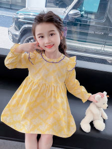 Toddler Floral Dress 2023: Autumn Girls Flounced Sleeve Lace Collar Princess Dress