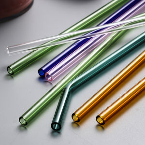 AmoKi Heat And High Temperature Resistant Glass Straw 8mm*20cm Elbow and Straight