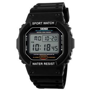 Skmei Watch Mens Sports Waterproof Retro Black Square Personality and Versatility Student Large Dial Electronic Watch Men