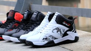 2024 Korea Basketball shoes men High Top Leather Mens Basketball Shoes Anti slip and wear-resistant