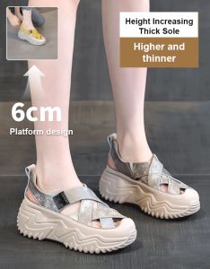 รองเท้าผู้หญิงแบบปิดหัว พื้นหนา แมตช์ง่าย รองเท้าคุณพ่อที่นิยมใ รองเท้ากีฬาลำลองพื้นหนาแบบใหม่สำหรับฤดูร้อน