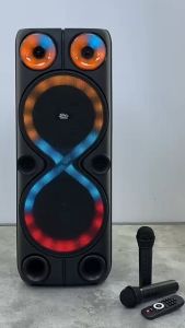 SUPER BASS Speaker Bluetooth Karaoke 2 MIC Wireless Besar Ampli Power Salon Full Bass TWS 8 Inch X2