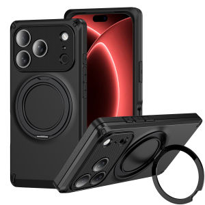 szhaiyu | Luxury Magnetic Skin-Feel Phone Case For iPhone 18 Pro Max 17 Pro With 360° Roating Bracket Holder With Lens Protector Cover