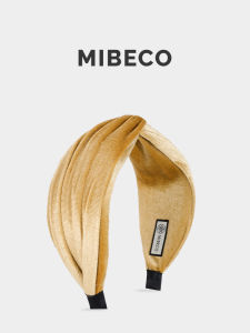 Mibeco Comfortable Velvet Hairband Womens Wide Edge Crossed Knot Yellow Headwear Fashionable Hair Accessories Original Design