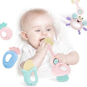 Silicone Baby Teether Baby Hand Hold Teether Safety Early Educational  Baby Anti-eat Hand Teether Molar Rod